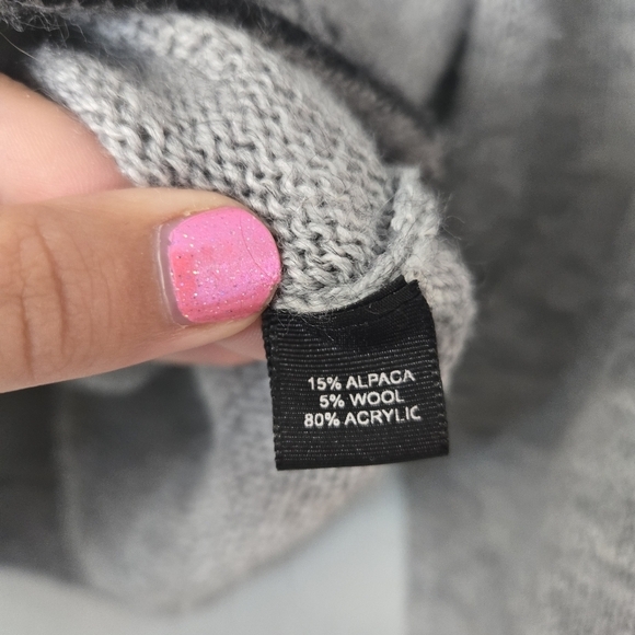 Alpaca Connection S Gray Full Zip Knit Mockneck Sweater Alpaca Print - Picture 7 of 8